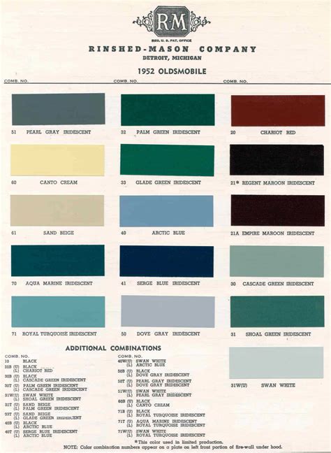 Oldsmobile Paint Codes And Color Charts