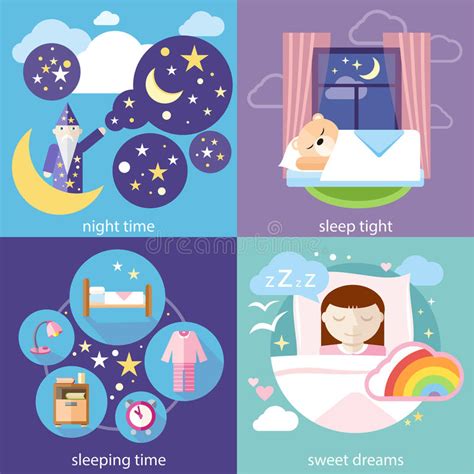 Sleeping And Night Time Sweet Dreams Stock Vector Illustration Of
