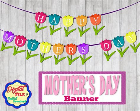 Digital Mothers Day Banner Tulip Flowers For Mom Mothers Day