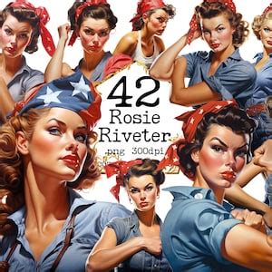 Rosie The Riveter Bundle Clipart Png Strong Woman Png Rosie The Riveter Girl Power Png We