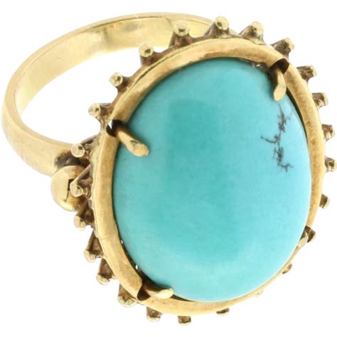 Victorian K Yellow Gold Turquoise Ring From Artisansalcove On Ruby Lane