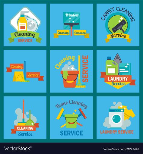 Cleaning Service Emblems Labels Design Home Vector Image