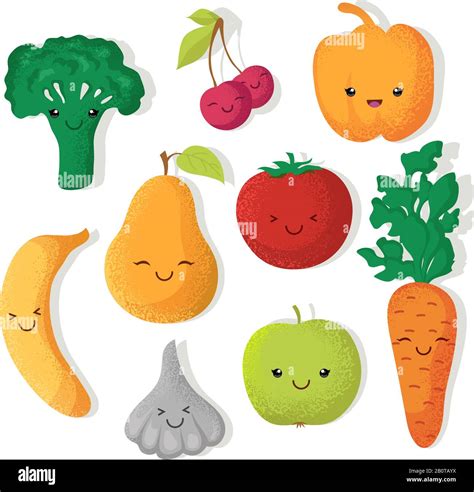 Dibujos Animados Divertidos Personajes Vectoriales De Frutas Y Verduras