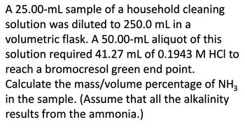 Answered A 25 00 ML Sample Of A Household Bartleby