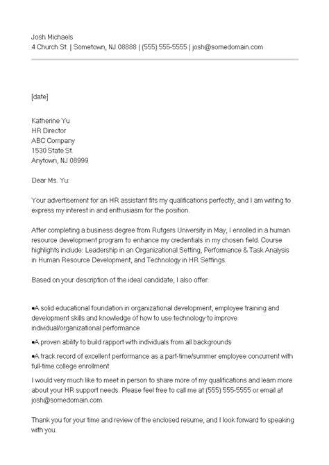 College Graduate Application Cover Letter Templates At