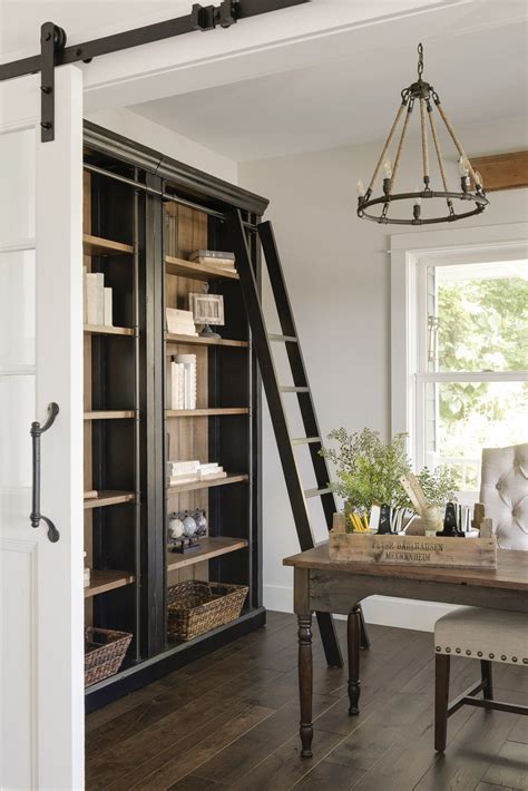 The color palette for your french country home will be mostly. modern french country office, bookcase and chandelier ...