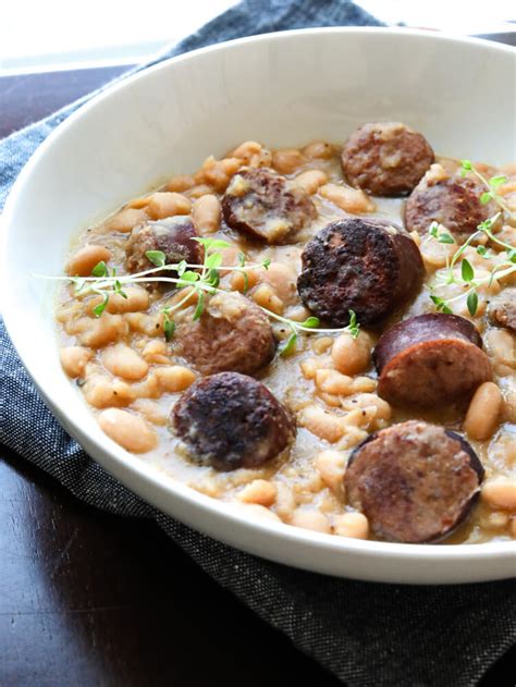 Slow Cooker White Beans And Sausage Recipe Daily Appetite