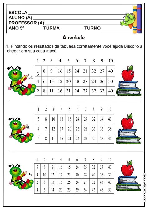 Atividades De Tabuada 4 Ano Para Imprimir