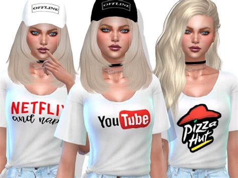 The Sims Resource Knotted Everyday T Shirts By Pinkzombiecupcakes