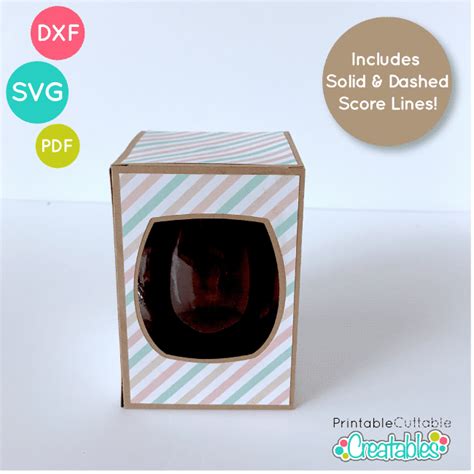 Download Small Stemless Wine Glass Box SVG File Template