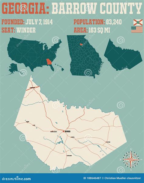 Mapa De Georgia De Condado De Barrow Ilustración del Vector