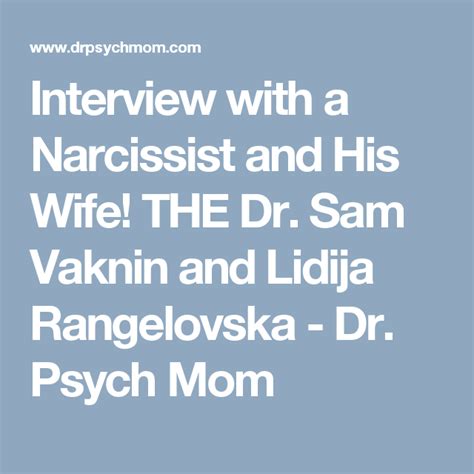 Interview With A Narcissist And His Wife The Dr Sam Vaknin And Lidija