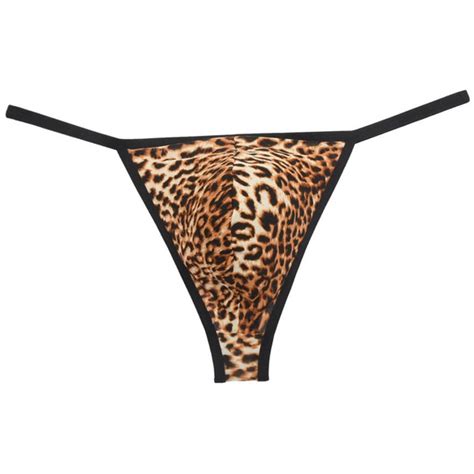 Fashion Leopard Print Sexy Men S G Strings Male Thong Underwear Smooth Soft Fabric Shorts Men