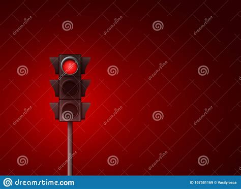 Red Traffic Light Vector Background Signal Stoplight Road Warning Lamp