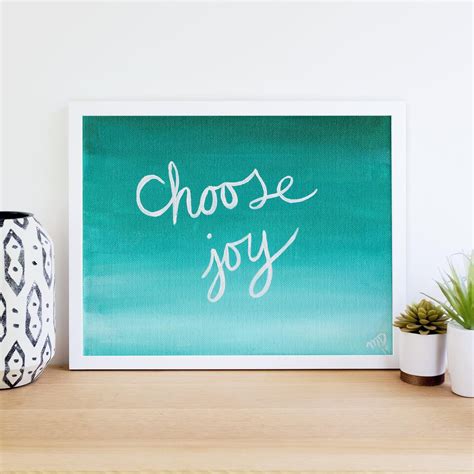 Choose Joy Art Print Inspiring Quote Painting Dorm Wall Art Etsy