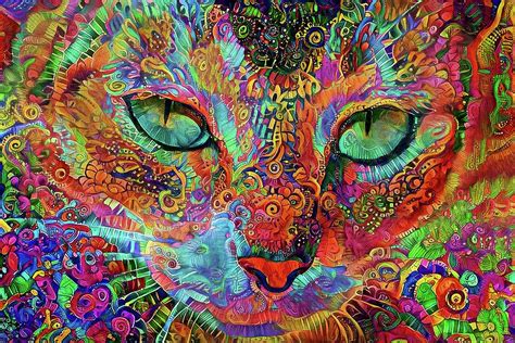 Colorful Psychedelic Cat Art Digital Art By Peggy Collins Fine Art