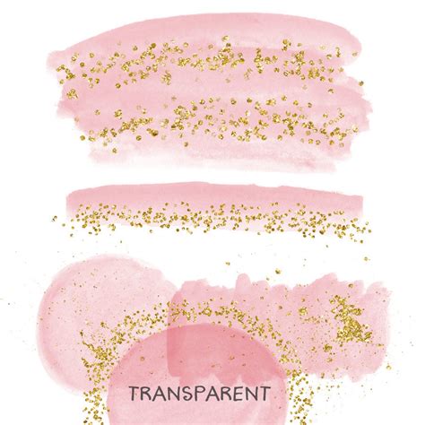 Pink watercolor strokes with gold glitter By PeDeDesigns | TheHungryJPEG