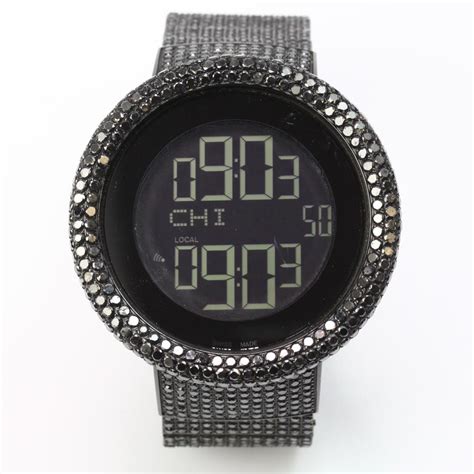 Gucci Digital Watch With Simulated Black Diamonds Evaluated By