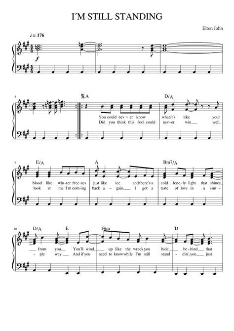 Print And Download I´m Still Standing Elton John For Piano And