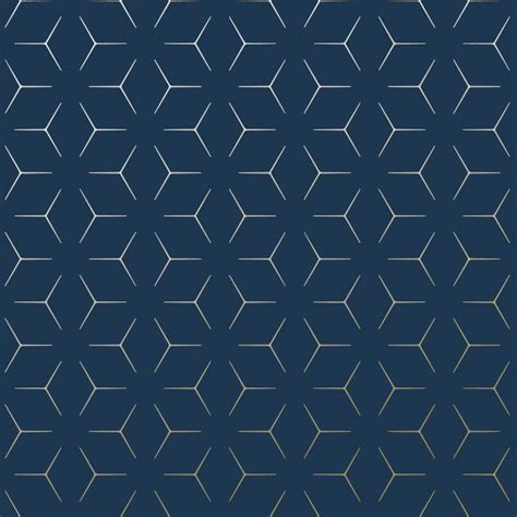 Navy And Gold Metro Illusion Geometric Wallpaper Blue