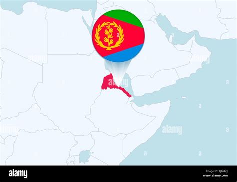 Africa With Selected Eritrea Map And Eritrea Flag Icon Vector Map And