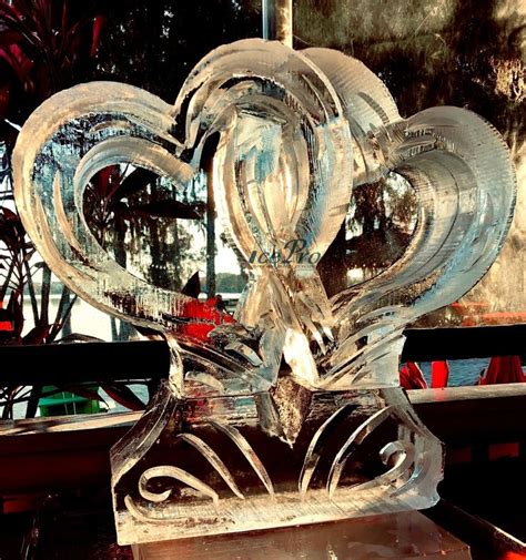Interlocking Hearts Paradise Cove Full Ice Block Ice Sculpture For A