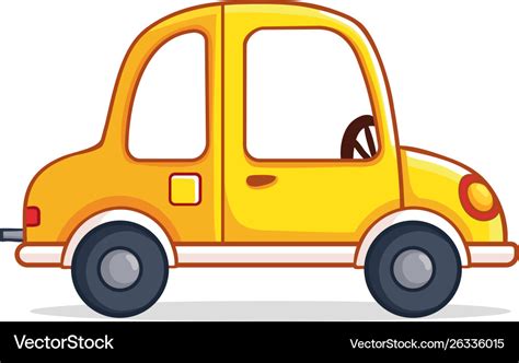 Yellow Car In Cartoon Style Royalty Free Vector Image
