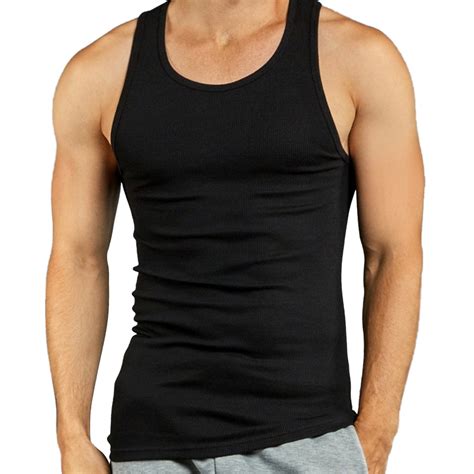 9 Men 100 Cotton Tank Top A Shirt Undershirt Ribbed Black Muscle Sleeveless Gym
