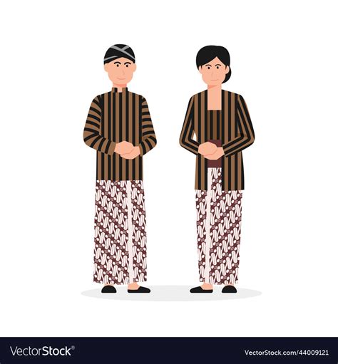 Javanese Man And Woman Wearing Traditional Dress Vector Image