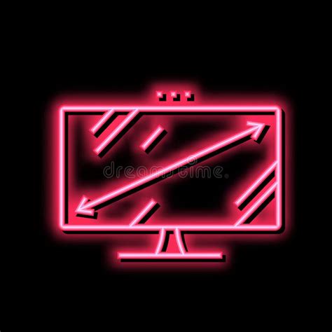 Diagonal Computer Monitor Neon Glow Icon Illustration Stock Vector