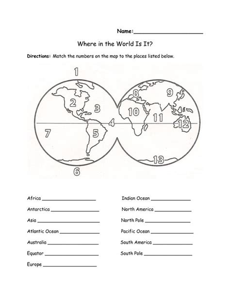 label continents oceans worksheet continents  oceans worksheet