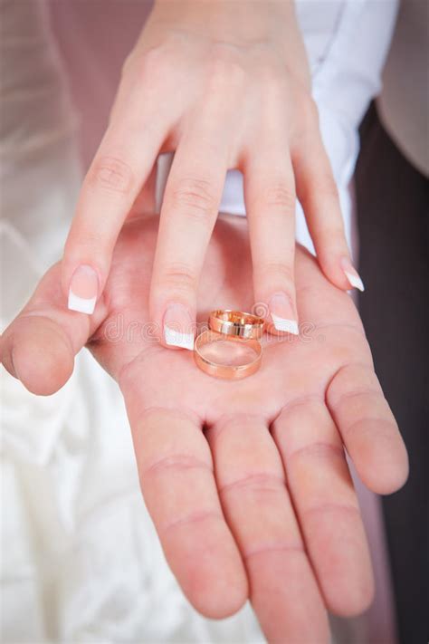Bride And Groom Showing Their Wedding Rings Stock Image Image Of Occasion Fingers