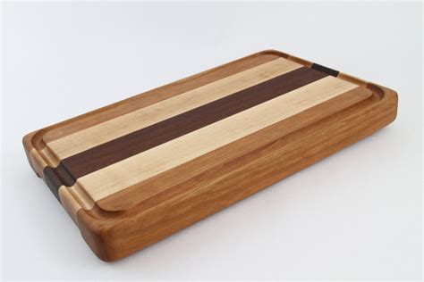 Handcrafted Wood Cutting Board Edge Grain Walnut Cherry