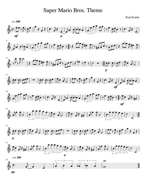 Super Mario Bros Theme Sheet Music For Flute Download Free In Pdf Or