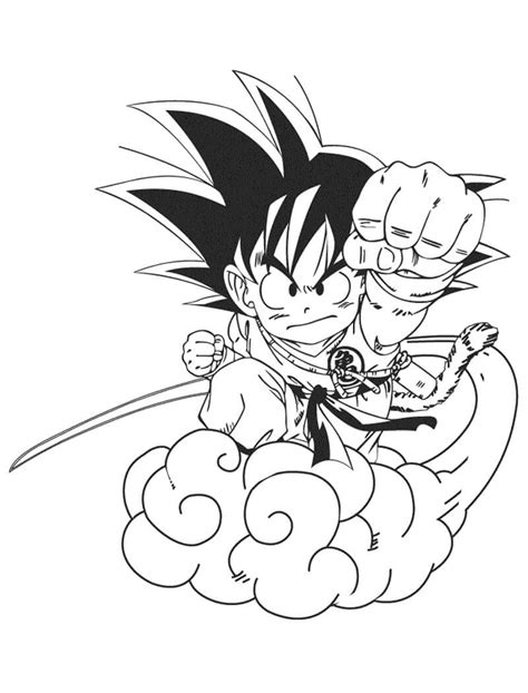 Tô Màu Son Goku Trên Cân Đẩu Vân Trang Tô Màu Cho Bé