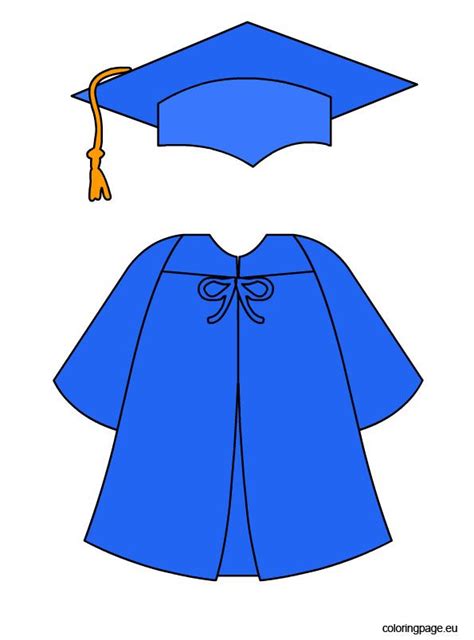 Blue Graduation Cap And Gown Coloring Page Graduación Preescolar