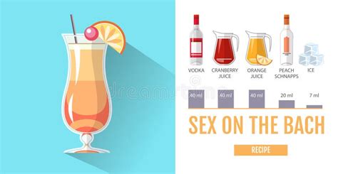 Flat Style Cocktail Menu Design Cocktail Sex On The Beach Recipe Stock