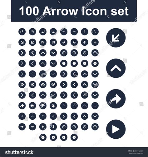 Ultimate 100 Dark Blue Arrow Icon Stock Vector Royalty Free 259712321