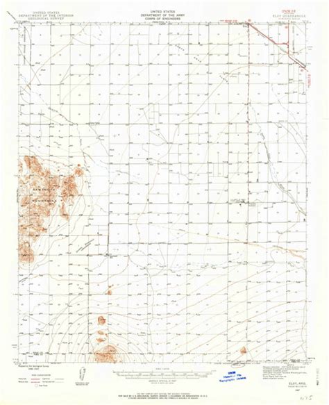 Eloy Arizona 1947 1959 Usgs Old Topo Map Reprint 15x15 Az Quad