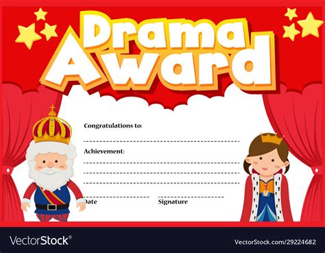 Certificate Template For Drama Award With King Vector Image