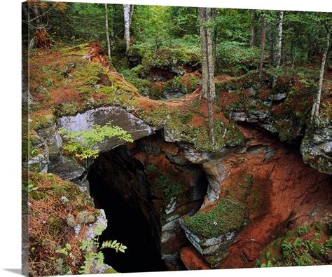 High Angle View Of Sand Cave Opening Apostle Islands National