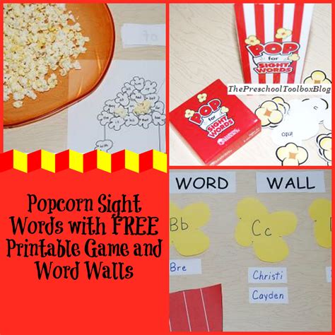 Popcorn Sight Words Game And Word Walls For Preschool And Kindergarten