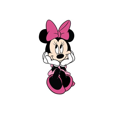 Minnie Mouse Thinking Pink Dress Sitting Down Digital Etsy