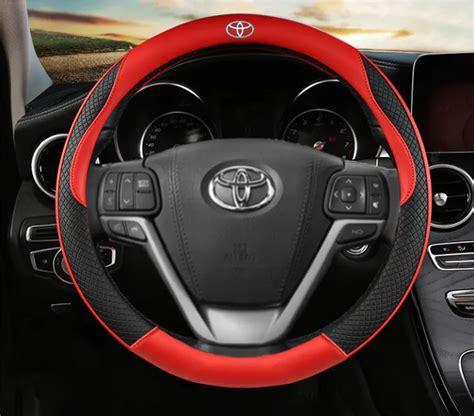 38cm Toyota Leather Steering Wheel Cover Camry Vios Altis Rush Avanza