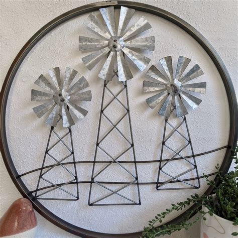 Windmill Trio Round Metal Wall Art Decor Dalisay