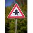 Triangular Traffic Sign For A Crossroads Stock Photo  Image Of