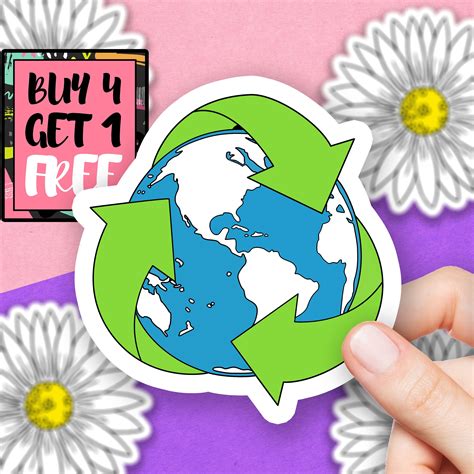 Paper Party Supplies Earth Sticker Recycle Sticker Symbol Nature