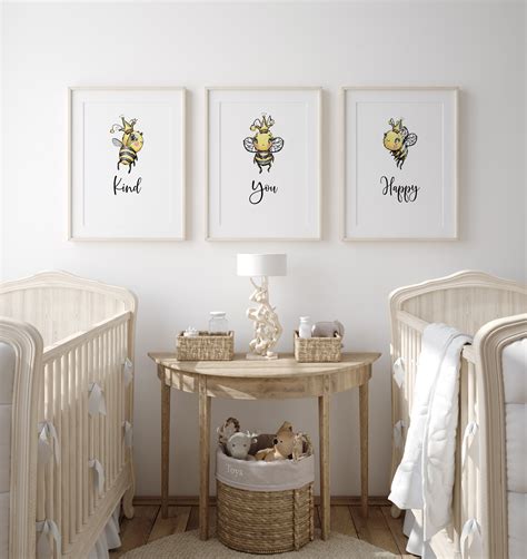 Bee Wall Art Printable Wall Decor For Girls Bedroom Bee Etsy