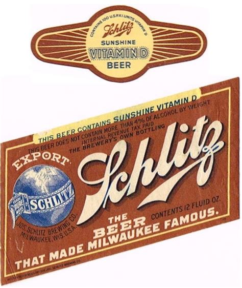 Item 81268 1936 Schlitz Export Beer Label Wi316 85