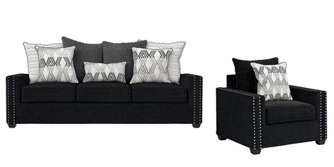 Natalia 2 Pc Black Polyester Fabric Living Room Set With Sofa Chair Rooms To Go